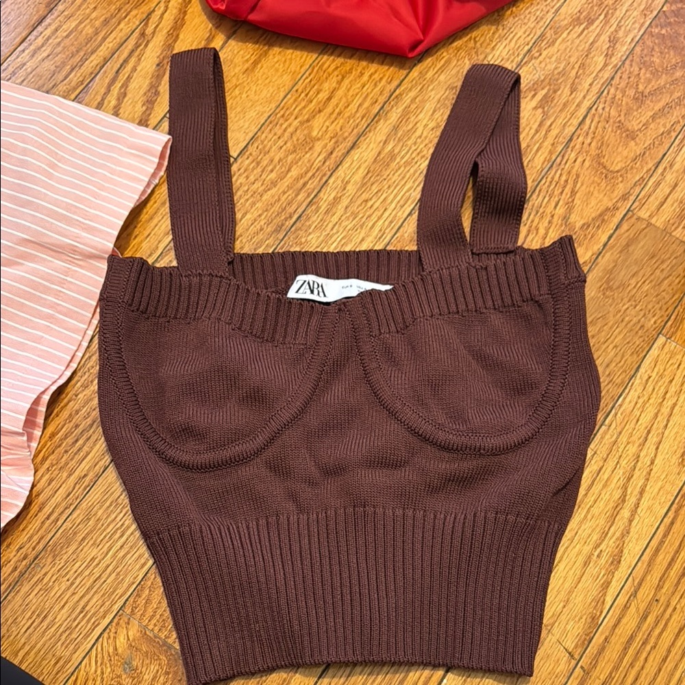 Zara brown knit crop top